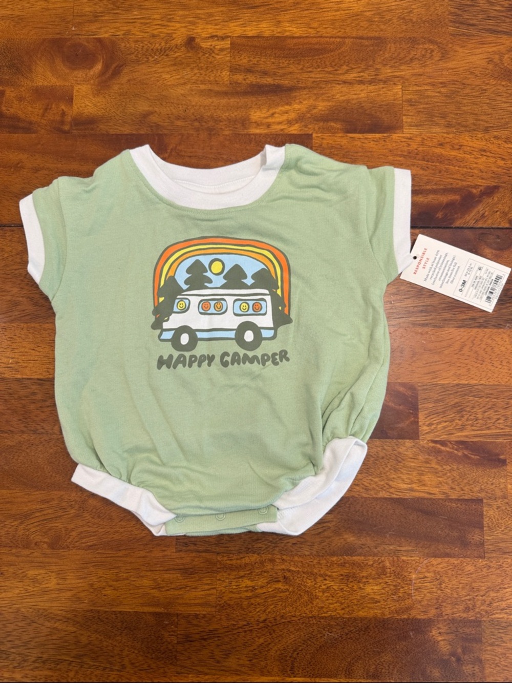 Carter's Sage Green Bubble Romper with White Trim BNWT